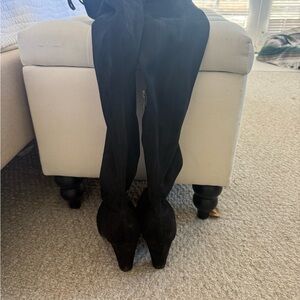 Catherine Malandrino Black Suede over the knee heeled boots